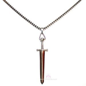 3" Sword of the Lord and Gideon Warrior Stainless Steel Box Chain Necklace